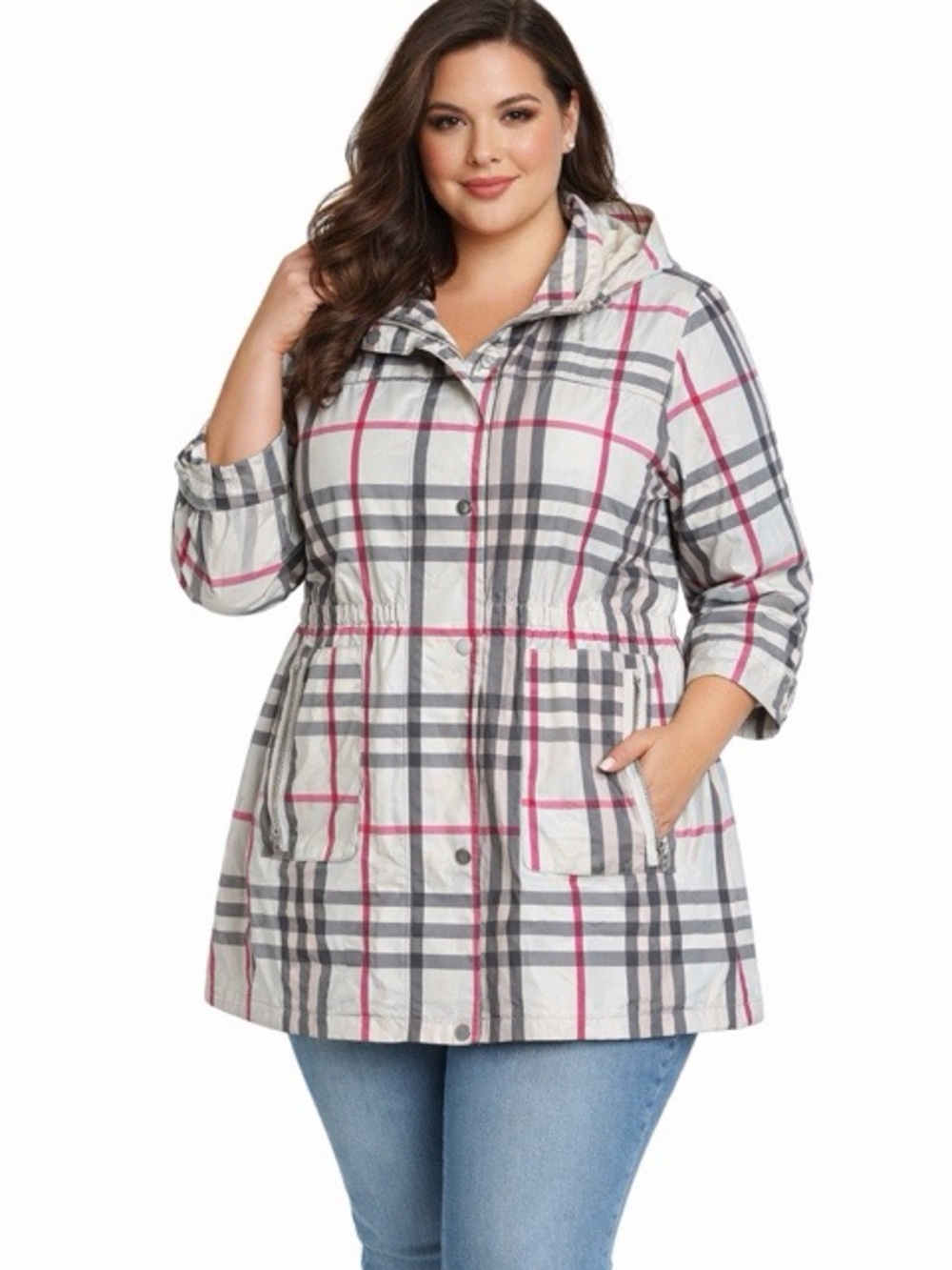 Nuage Plaid Hooded Rain Jacket